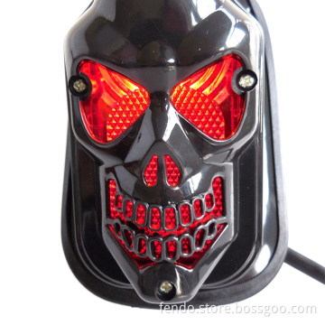 Red LED Skull Head Shaped Motorcycle DRL License Plate Lamp with Stop Brake Lights